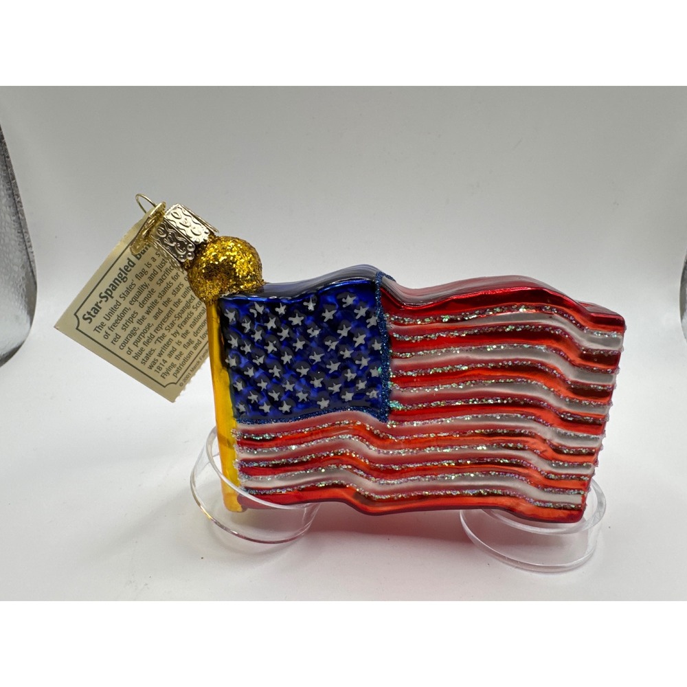 Old World Christmas Star-Spangled Banner American Flag Glass Ornament 24046